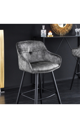 Ensemble de 2 chaises de bar "Euphoric" design en velours gris