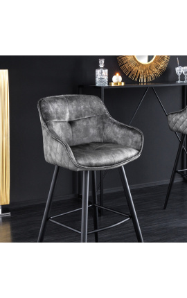 Conjunto de 2 sillas de bar "Estoy eufórica" diseño de terciopelo gris