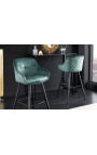 Ensemble de 2 chaises de bar "Euphoric" design en velours bleu pétrole