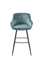 Conjunto de 2 sillas de bar "Estoy eufórica" diseño de terciopelo azul gasolina