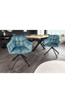 Ensemble de 2 chaises de repas &quot;Betty&quot; rotatives en velours bleu