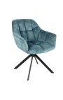 Ensemble de 2 chaises de repas "Betty" rotatives en velours bleu