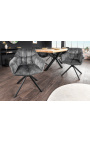 Ensemble de 2 chaises de repas "Betty" rotatives en velours gris