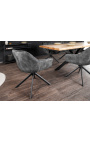 Set of 2 rotating "Betty" meal chairs in gray velvet