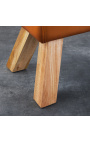 Kůňská lavička pommel z hnědé kůže s dřevěným podkladem - 100 cm
