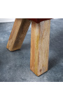 Caballo en cuero y base de madera - 100 cm