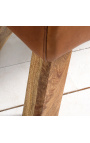 Pommel konjski klop požig v svetlo usnje in lesena podlaga - 135 cm