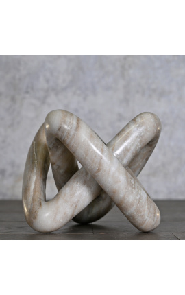 Sculpture contemporaine en marbre beige "La Course Des Particules"