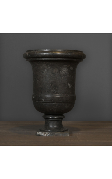 Čierna mramorová záhradná váza v štýle 18. storočia - veľkosť M