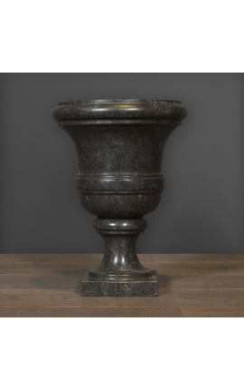 Čierna mramorová záhradná váza v štýle 18. storočia - veľkosť S