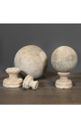Set of 3 sand stone sphere bases
