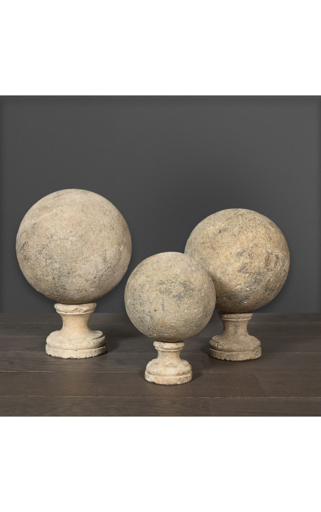 Set of 3 sand stone spheres