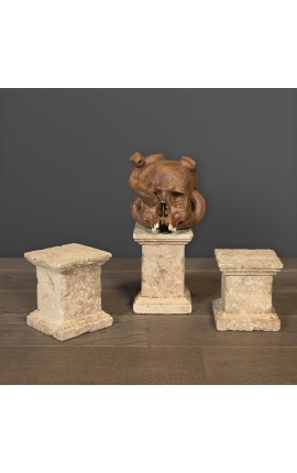 Set mit 3 Sockeln aus Sandstein im Stil des 19. Jahrhunderts