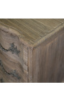 Duża komoda z kuszą 3 szuflady z naturalnego drewna Mindi