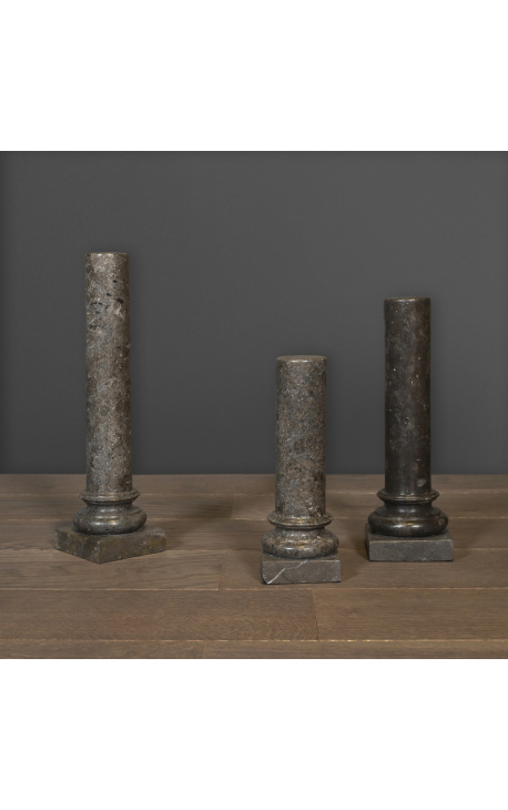 3 XVIII amžiaus stiliaus juodo marmuro kolonų rinkinys