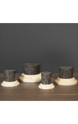 Set di 4 basi per colonne in marmo nero e beige in stile XVIII secolo