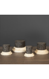 Ensemble de 4 bases de colonnes en marbre noir et beige de style XVIIIème