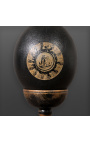 Μεγάλο μαύρο αυγό στρουθοκαμήλου με ελληνική νωπογραφία διακόσμηση σε κάγκελο