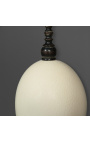 Ostrich egg on wooden large baluster with square base