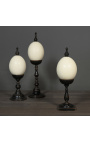 Ostrich egg on wooden large baluster with square base