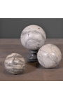 Ensemble de 3 sphères en marbre gris et blanc