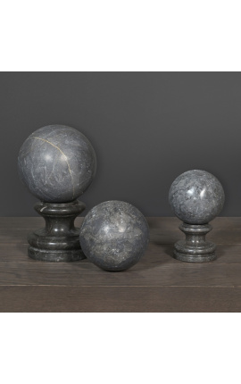 Set of 3 gray marble spheres