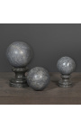 Set of 3 gray marble spheres