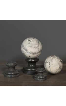 Set di 3 pilastri di marmo nero in stile XIX secolo