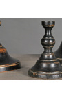 Ensemble de 5 supports de type balustre en bois sculpté noir