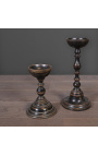 Συνδυασμός 2 στηρίξεων balustre en bois sculpté noir avec base ronde