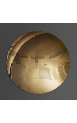 Grand miroir rond concave contemporain doré - Ø 100cm
