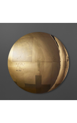 Grand miroir rond convexe contemporain doré - Ø 100cm