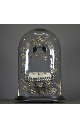 Grand globe de mariée ovale en verre sur support en bois 