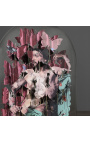 Anamorphose sous glob ovale en verre sur support en bois 