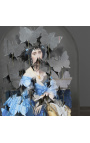 Anamorphose sous glob ovale en verre sur support en bois 