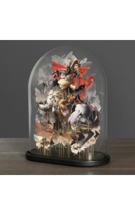 Anamorphose sous ball ovale en verre sur support en bois 