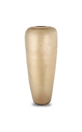 Много голяма цилиндрична ваза &quot;Мади&quot; прозрачно бежово кафяво стъкло