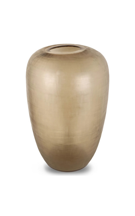 Large cylindrical vase "Maddy" clear beige brown glass