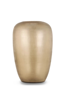 Grand vase cylindrique &quot;Maddy&quot; en verre martelé beige clair