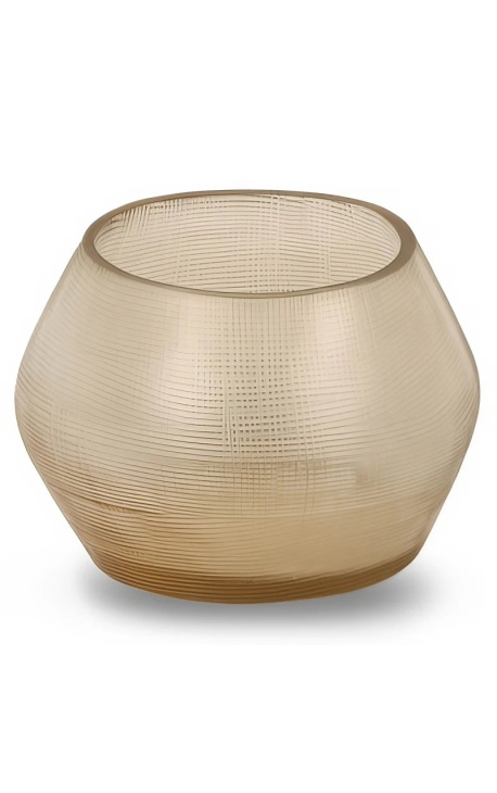 Tealight "Maddy" helder beige bruin glas