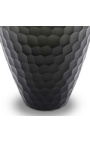 Grand vase "Jimmy" en verre gris-vert à facettes géométriques - Taille M