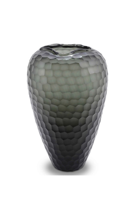 Большая ваза "Джимми" серый-зеленый стекло с геометрическими гранями - Размер М