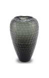 Grand vase Jimmy en verre gris-vert à facettes géométriques - Taille M