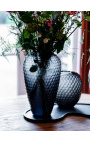 Meget stor vase "Jimmy" grågrønt glas med geometriske facetter - størrelse L