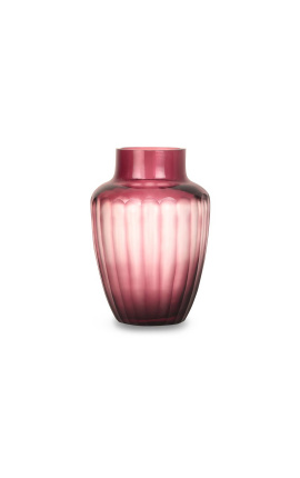 Vase "Amélie" berenjena de color de vidrio con facetas estiradas - Tamaño S