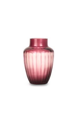 Vaso "Amélie" a colori di vetro, melanzane con facce sparse - Dimensione S
