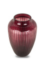 Very large vase "Amélie" vase in aubergine-colored glass with striated facets - Size L