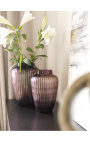 Very large vase "Amélie" vase in aubergine-colored glass with striated facets - Size L