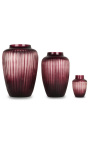 Very large vase "Amélie" vase in aubergine-colored glass with striated facets - Size L