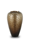 Grote vaas Jimmy rookgrijs glas met geometrische facetten - maat M
